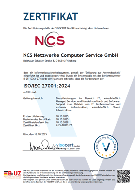 ISO 27001 Zertifikat